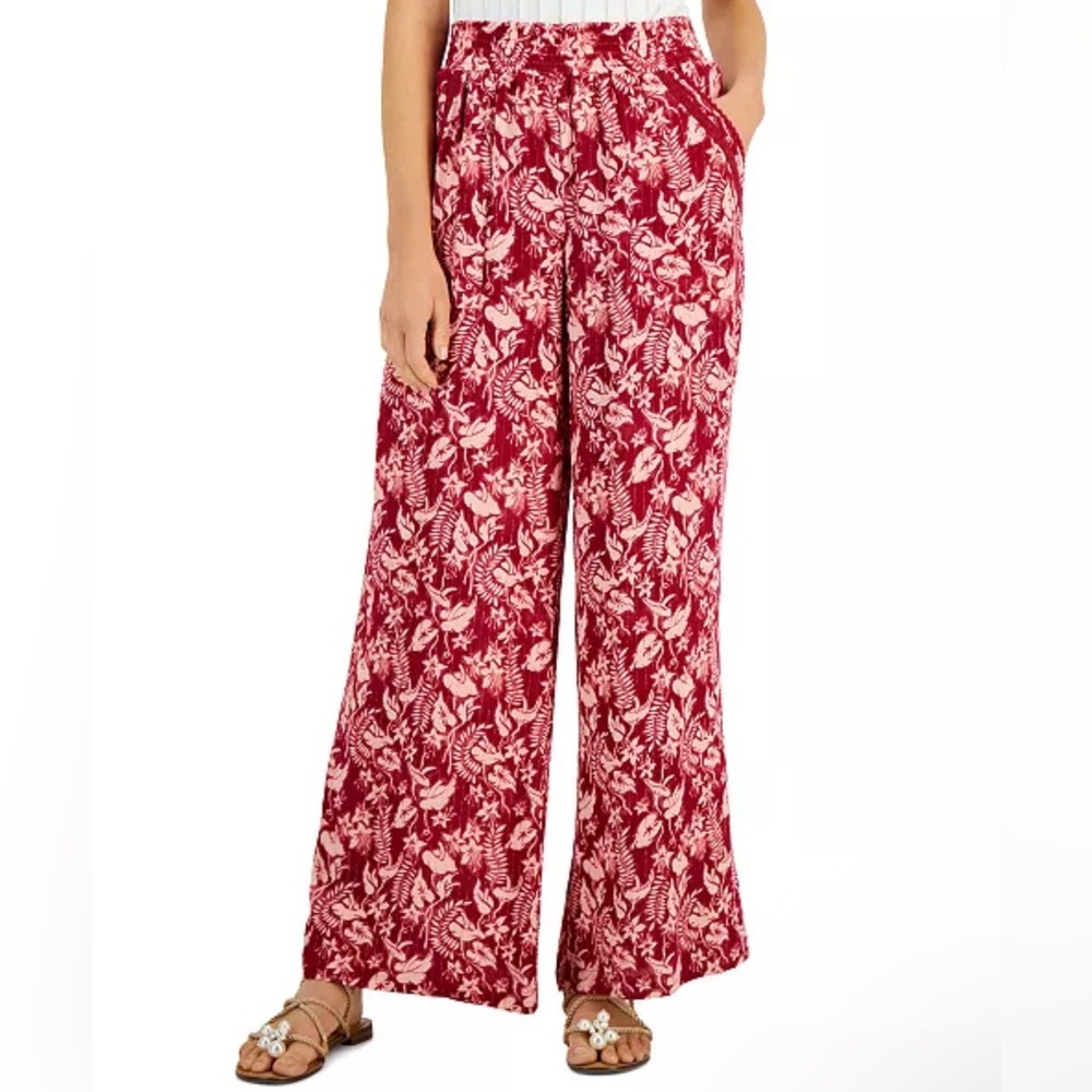INC International Concepts Floral Pull On Flowy Wide Leg Pants Size S